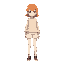girl, orange_hair, sweater, white_shorts, full_body, sleeves_past_wrists, long_sleeves,