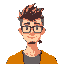 a guy's head with glasses and ponytail 