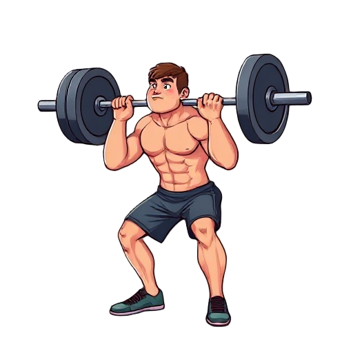 side view of athlete squatting with barbell, clear and smooth squat motion