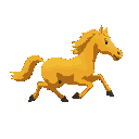 yellow horse running to the right
