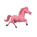 pink horse running facing to the right