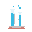 science laboratory test tube of blue liquid tiled and pouring