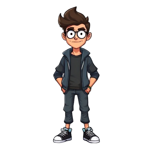 um personagem com perfil de exatas(homem moreno e nerd) 
