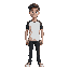 a guy with a white-black t-shirt