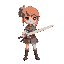 had hair girl, with a sword