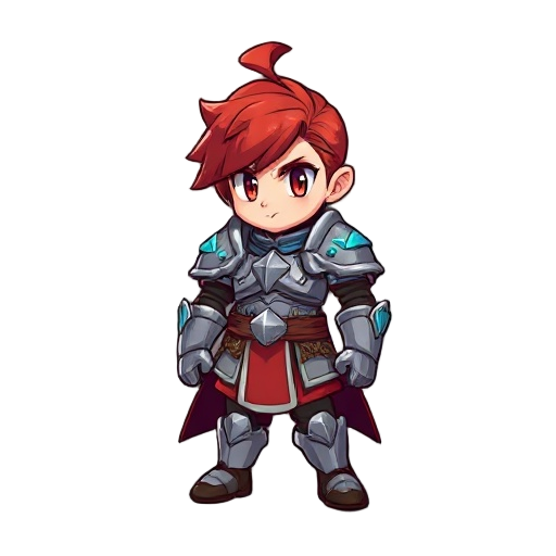 spritesheets 32x64 de altura, valkiria plate armory, red hair, escudo pequeño con toques azules