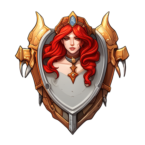 valkiria plate armory. hair red. escudo pequeño