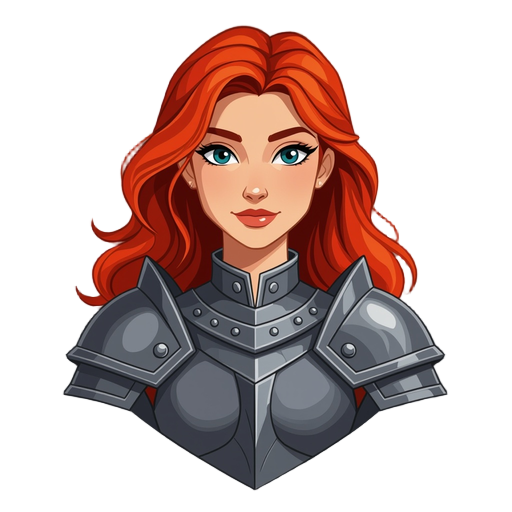 valkiria plate armory. hair red. escudo pequeño