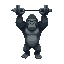 gorilla holding barbell above head
