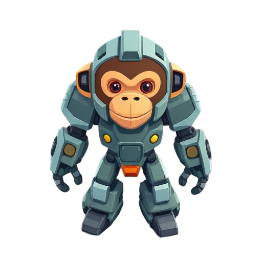 mecha robot with monkey face