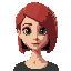 woman with red hair in a bob and green eyes