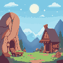 create a background image for a 2d adventure pixel art cosy game. clean and simple