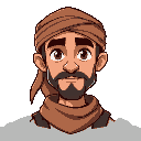 desert trader with head scarf