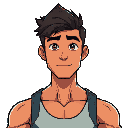stardew valley young muscular male, confident