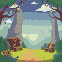 create a background image for a 2d adventure pixel art cosy game. make it 4:3 reso