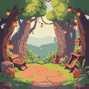 create a background image for a 2d adventure pixel art cosy game.