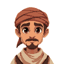 desert trader with head scarf