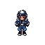 former cop who had a accident was experimented on and  his mind was moved to a robotic body but still in uniform and armor  pixel  2d profile view