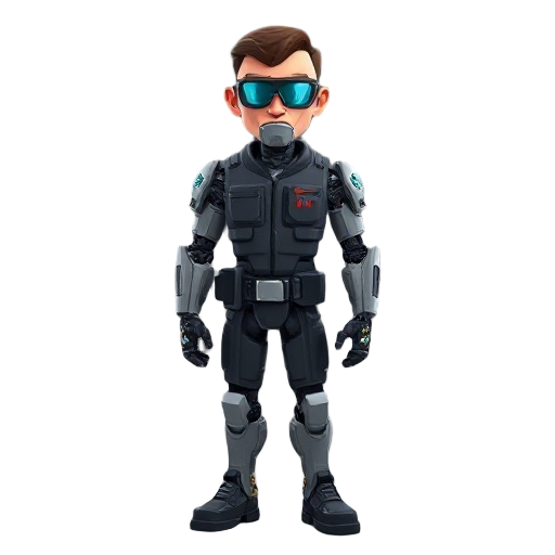 former cop who had a accident was experimented on and  his mind was moved to a robotic body pixel  3d