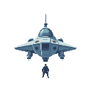 can you make a spaceship floating in the space but in pixel 2d flat from the profile of the ship