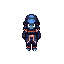 cop move in to a robotic body but wearing police uniform from future 2056 and 2d view pixel