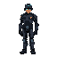 former cop who had a accident was experimented on and  his mind was moved to a robotic body pixel  2d