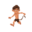 a tarzan looking pixel character whos face is not to visible and is running and jumping seprite 