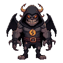 crie um vilão , que parece um virus de computador ,ele tem um enorme capuz com blusa  , ele é encapuzado preto , e levita , parece um fanstama , ele tem um cajado em uma mão com um simbolo de divisão 