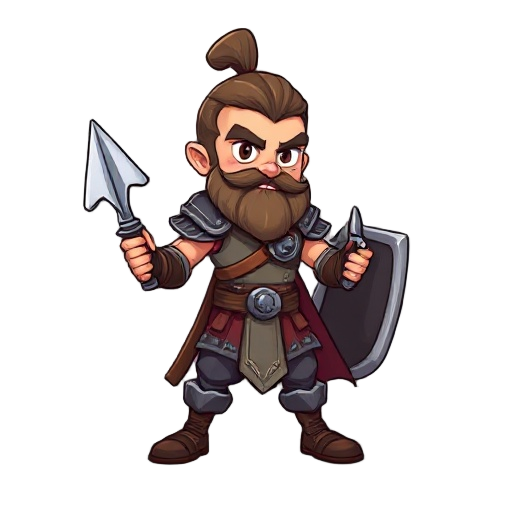 draw a 2d warrior character for me
