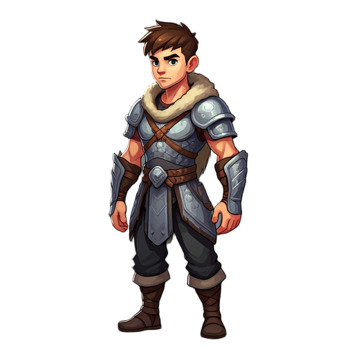 draw a 2d warrior character for me