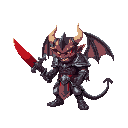 demon with giant red sword, with armor