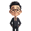 create me a man with glasses with asian skin and 180cm height that wearing a wedding suit, while smiling and short hair