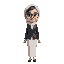 create me a women with glasses with asian skin and 170cm height that wearing a wedding suit, while smiling and use hijab