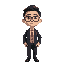 create me a man with glasses with asian skin and 180cm height that wearing a wedding suit
