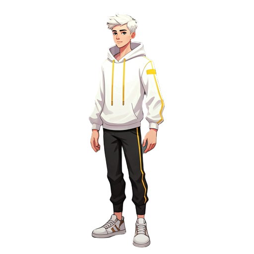 make white clothes  with yellow  lines for a teen male angel