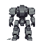 a military mech with rectangular shapes