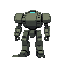 a military mech with rectangular shapes