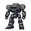 a military mech with rectangular shapes