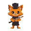 cute orange cat with a sword and a black cylinder hat