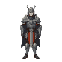 a holy paladin name cedric brightburn a tall knight covered in armor 