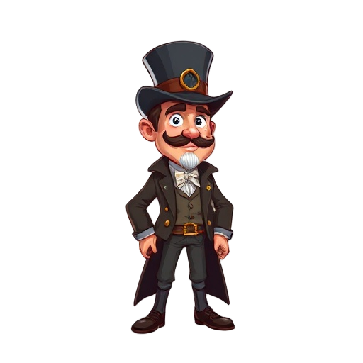 victorian man desgined as a charater for a 2d video game 
