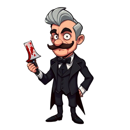 victorian era butler. with blood on his appron