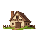 poor medieval house  designed for a  retro-style farm simulation game.