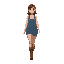 overalls, boots and with a clear walking posture. woman  designed for a  retro-style farm simulation game.