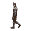 poor medieval   side view   armored knight   walking   overalls, boots and with a clear walking posture. man  designed for a  retro-style farming simulation game.