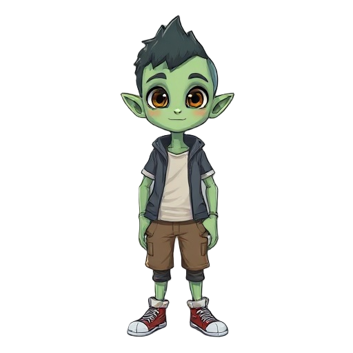 young male alien boy with cassual clothe