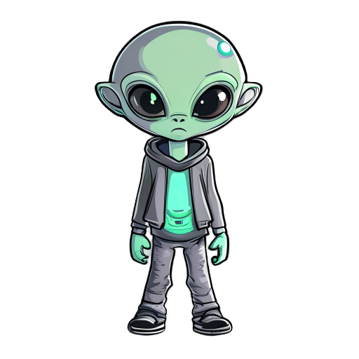 young male alien boy with cassual clothe
