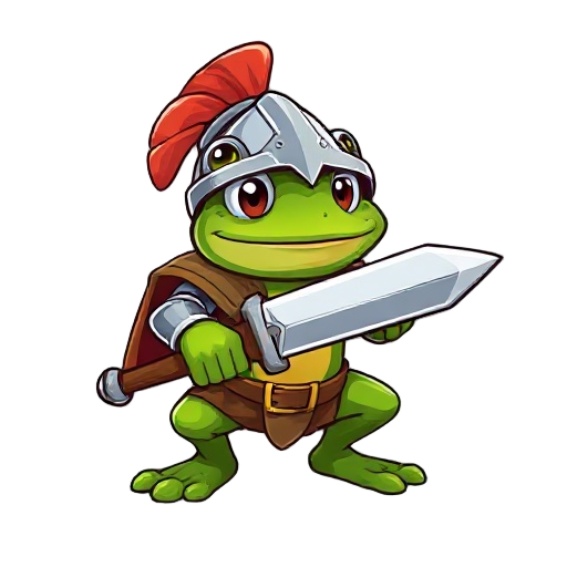 frog knight with sword and helmet