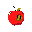 cute small rotten apple with a worm digging a hole through it 
