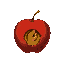 rotten dark perished apple with a beige worm digging a hole through it , beige worm all around the apple, beige worm wrapping the apple